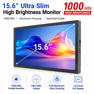 satın al 15.6 İnç 1000 Nit Dış Mekan Yüksek Parlaklıklı Monitör IPS LCD Ekran, Haritalama GNSS RTK Ekipmanı için Çevrimiçi üretim