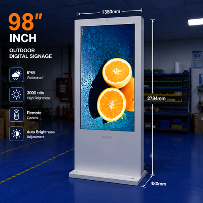 satın al 98 inç Dış Su geçirmez Dijital İşaret Ekranı 3000 nit Yüksek Parlaklık LCD Kiosk Çevrimiçi üretim