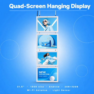 Indoor 21.5'' Hanging LCD Signage Double Sided Lcd Advertising Screen High Definition Digital Advertising Display Retail Store